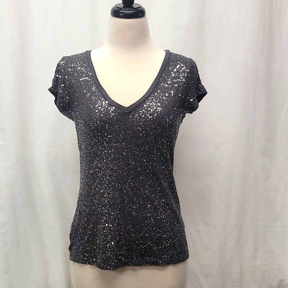 Grey sequin Express Glam tee shirt small